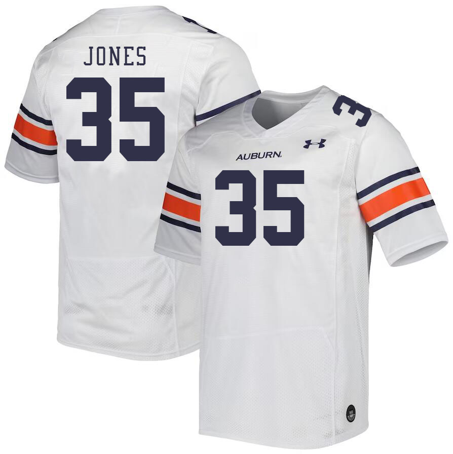 Men #35 Justin Jones Auburn Tigers College Football Jerseys Stitched-White - Click Image to Close